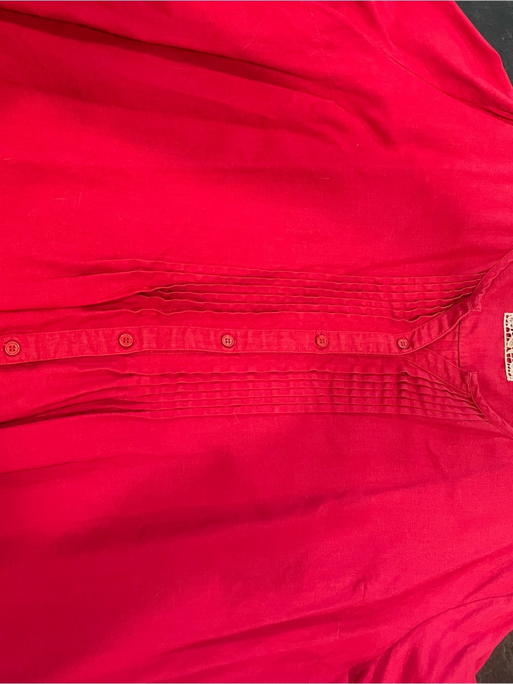 Women's linen Bright Red Button-Front Shirt
